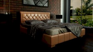 Кровать 2-х спальная с подъемным механизмом в экокоже № 246 МК 52 (Корвет)