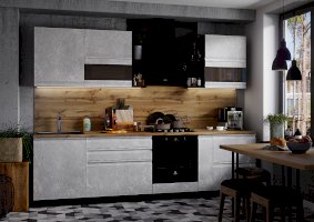Модульная кухня София с фасадами Бруклин белый бетон/коричневый бетон/черный бетон (Интерьер Центр)