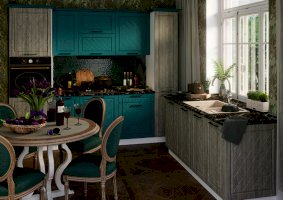 Модульная кухня София с фасадами Барселона голубой тик/морское дерево (Интерьер Центр)